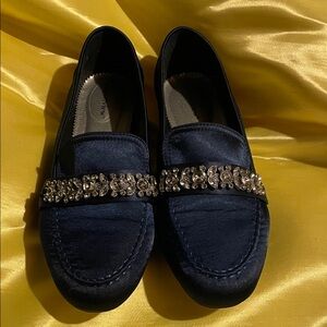Elegant Navy “ComfortView”Loafers with Sparkling Embellishments